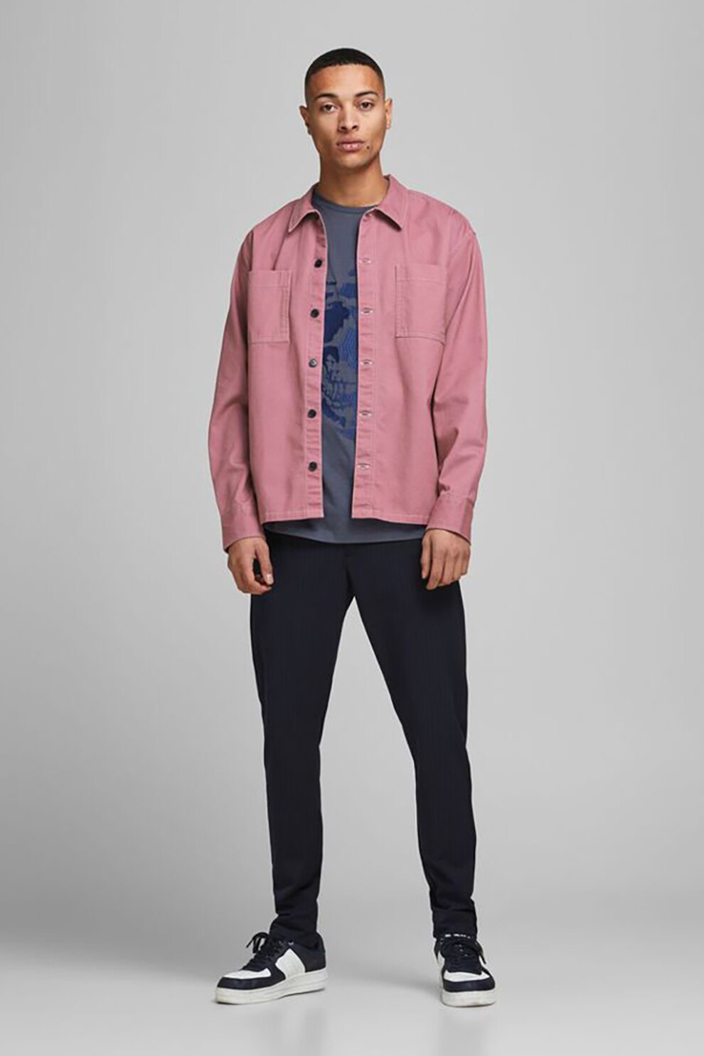 Jack&Jones, Camasa cu buzunare pe piept, Roz