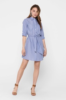 JdY, Rochie tip camasa in dungi, cu un cordon, Albastru inchis JdY, Rochie tip camasa in dungi, cu un cordon, Albastru inchis