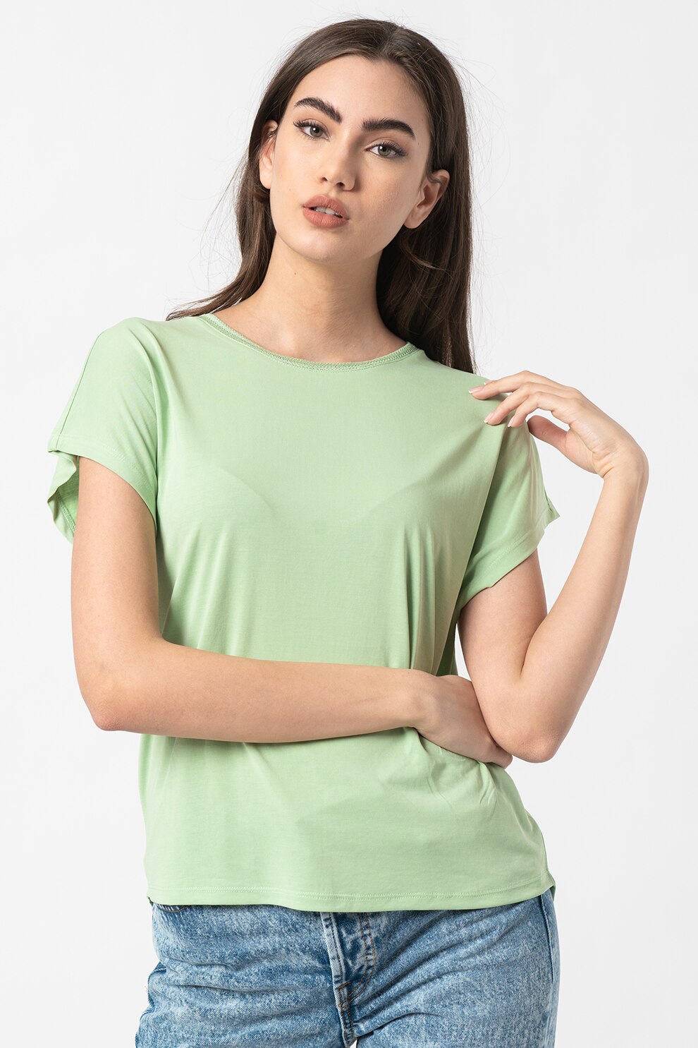 Only, Tricou lejer din amestec de modal Free, Verde feriga