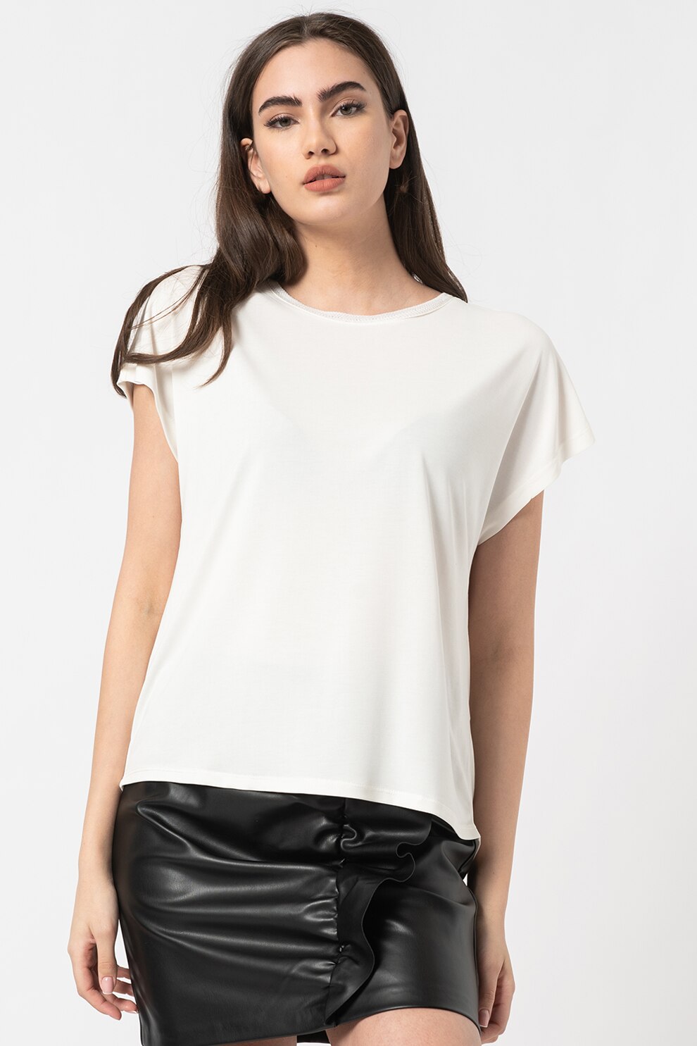 Only, Tricou lejer din amestec de modal Free, Alb prafuit