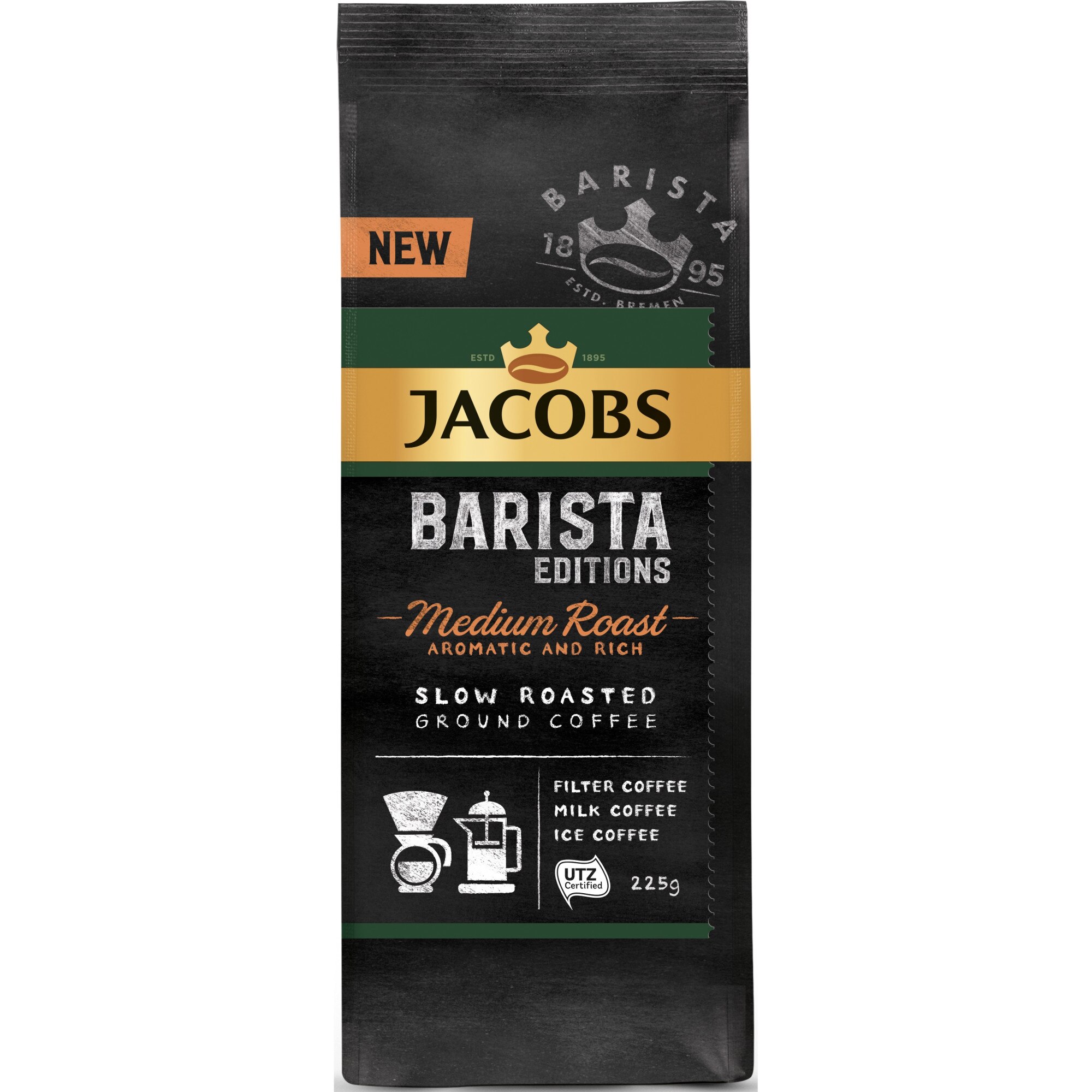 Cafea macinata Jacobs Barista Dark Roast, 225g