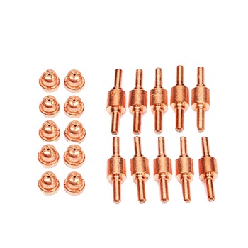 Set 10 duze si 10 electrozi PT-31 scurti pentru aparatele de taiere cu plasma CUT-40-45-50-60 Set 10 duze si 10 electrozi PT-31 scurti pentru aparatele de taiere cu plasma CUT-40-45-50-60