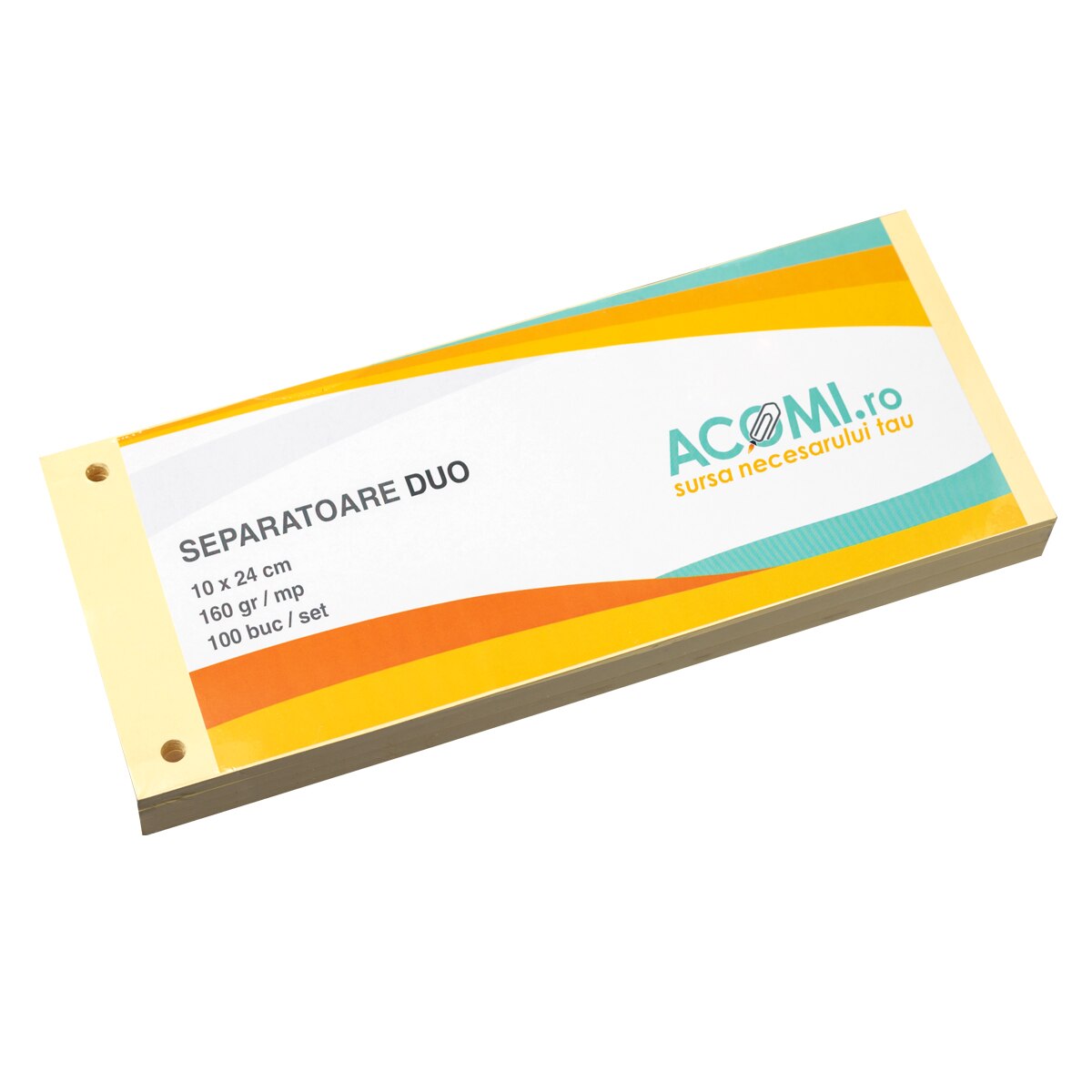 Separatoare biblioraft, carton galben deschis, 100 file/set, 160 gr/mp