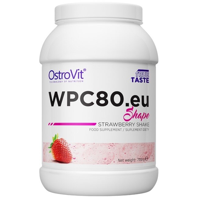 Supliment alimentar OstroVit WPC80.eu / Shape Protein, Tort de Capsune, 700 gr