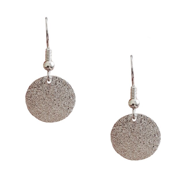 Cercei rotunzi dama, argintii, 3 cm inaltime