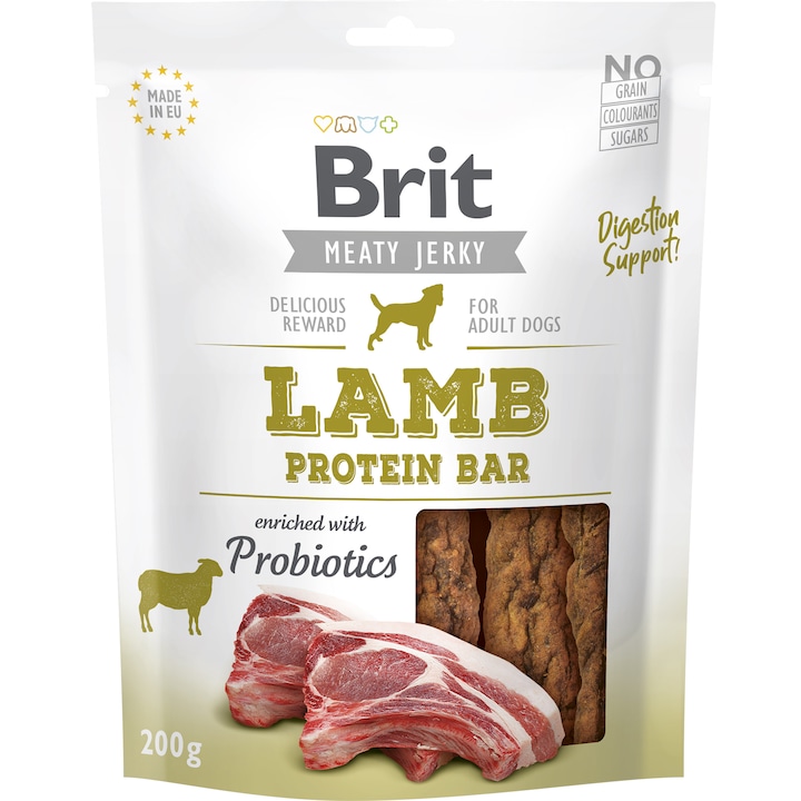 Recompense pentru caini Brit Jerky Lamb Protein Bar, 200g
