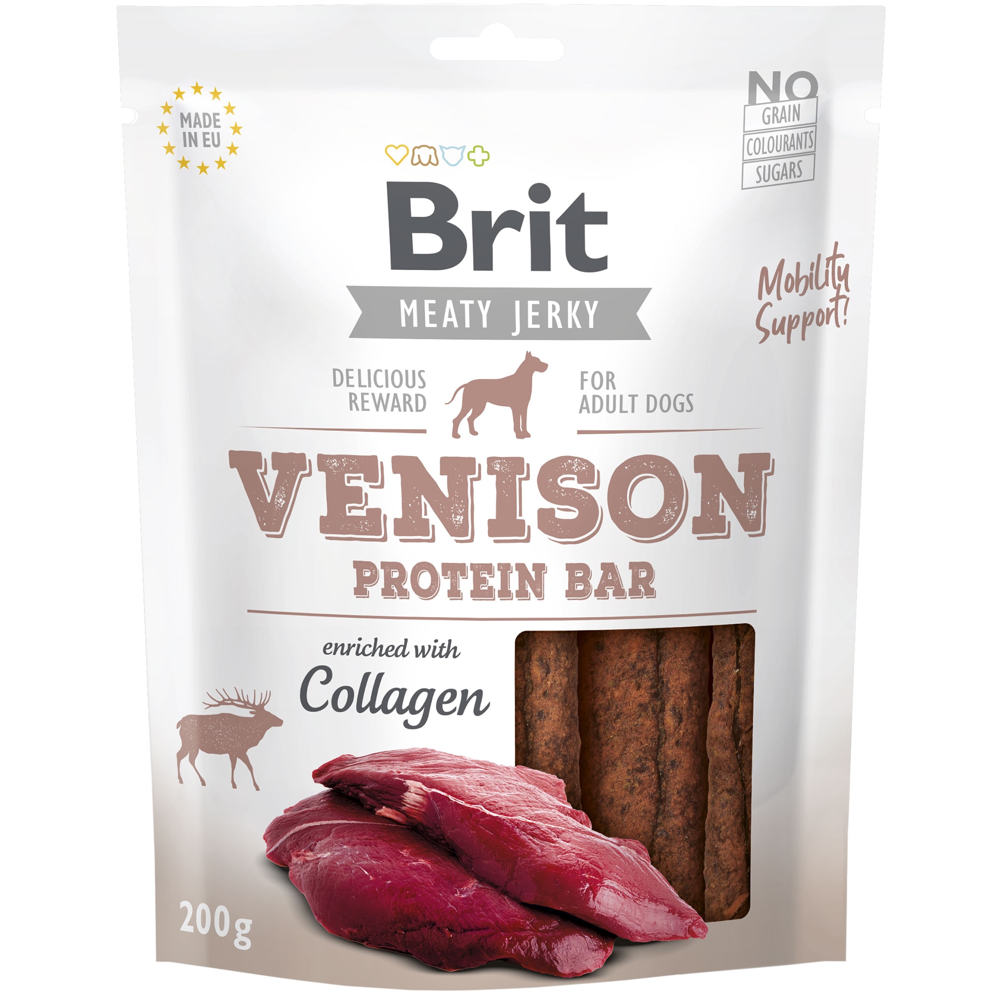 Recompense pentru caini Brit Jerky Venison Protein Bar, 200g