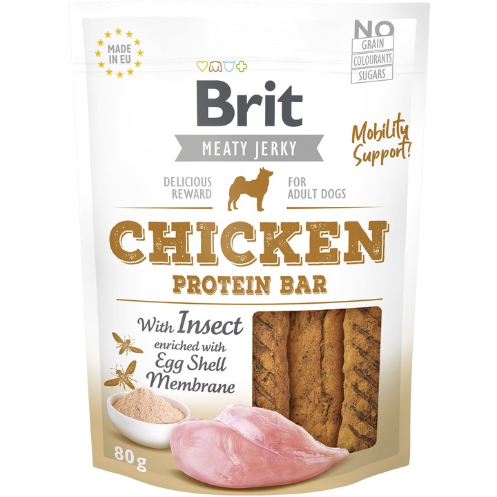 Recompense pentru caini Brit Jerky Chicken Protein Bar, 80g
