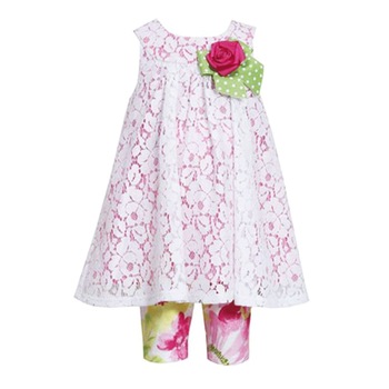 Rochita din dantela alba si colanti cu imprimeu floral 5 ani Rochita din dantela alba si colanti cu imprimeu floral 5 ani