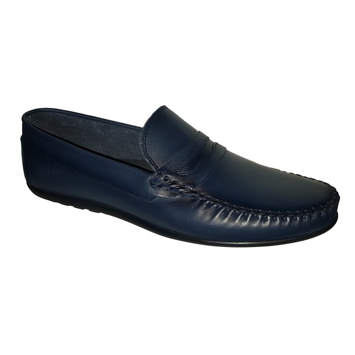 Mocasini barbati DivanSCV piele naturala, albastru, 40