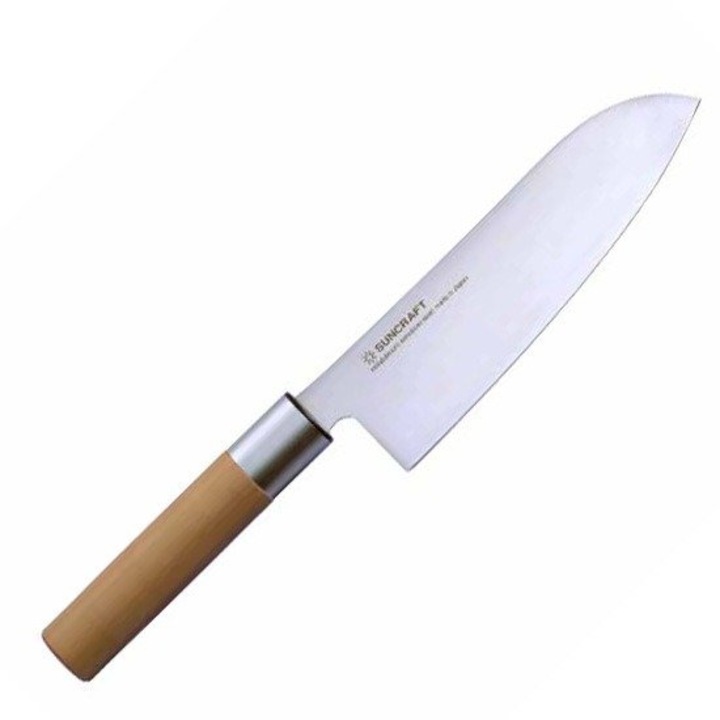 Cutitul bucatarului, Suncraft, Senzo Japanese, Santoku, 167 mm, Maro/ Gri