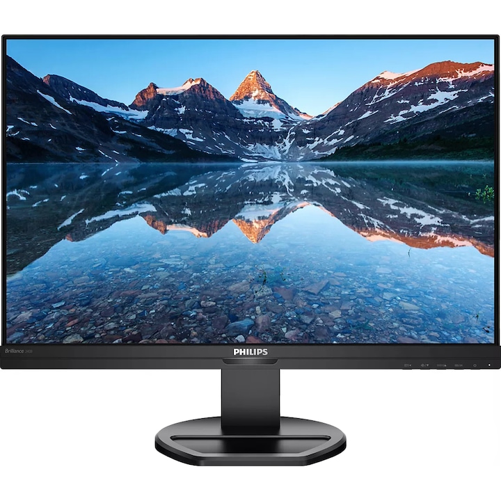 Philips 240B9/00 LED monitor, 24" IPS, Full HD, 75Hz, 4ms, FlickerFree, Pivot, DisplayPort, HDMI, DVI, VGA, USB, fekete