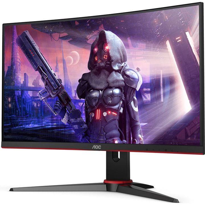 Монитор Gaming AOC 23.6'', VA, Full HD, Извит, 165Hz, 1ms, FreeSync Premium, Display Port, HDMI, VGA, C24G2AE/BK