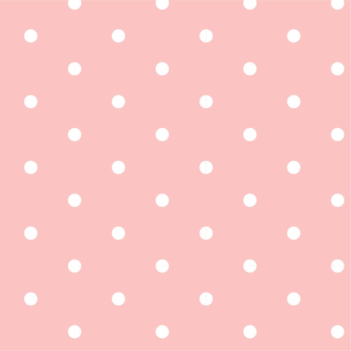 Autocolant Art Kids pentru mobilier, Buline albe pe fundal roz, autoadeziv, latime 70 cm x lungime 70 cm