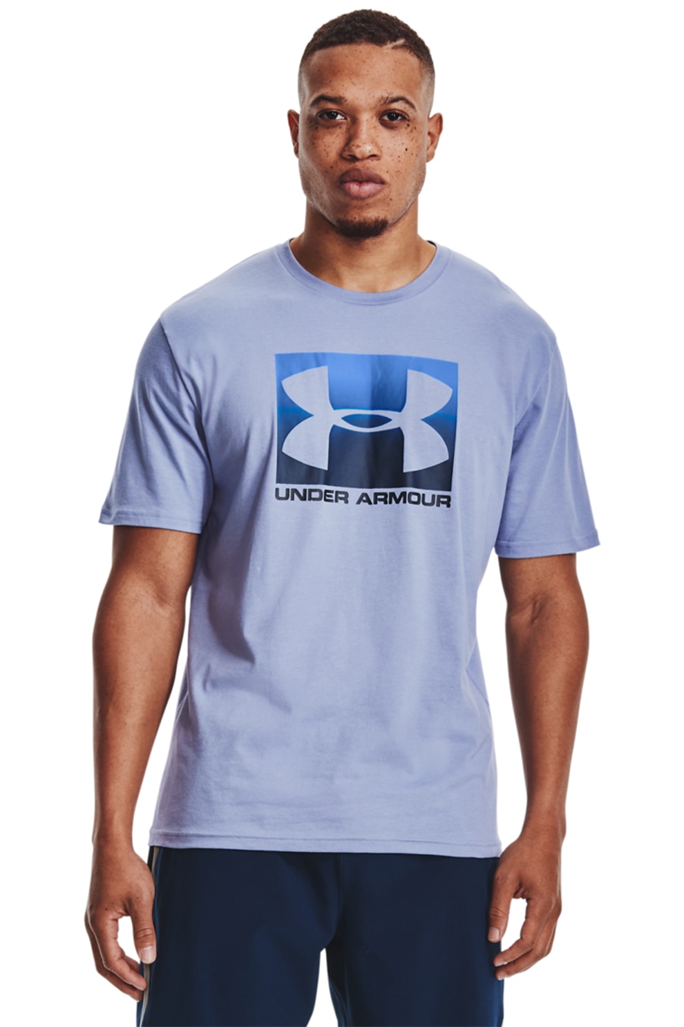 Under Armour, Tricou cu decolteu la baza gatului pentru fitness Sportstyle, Albastru azur, M