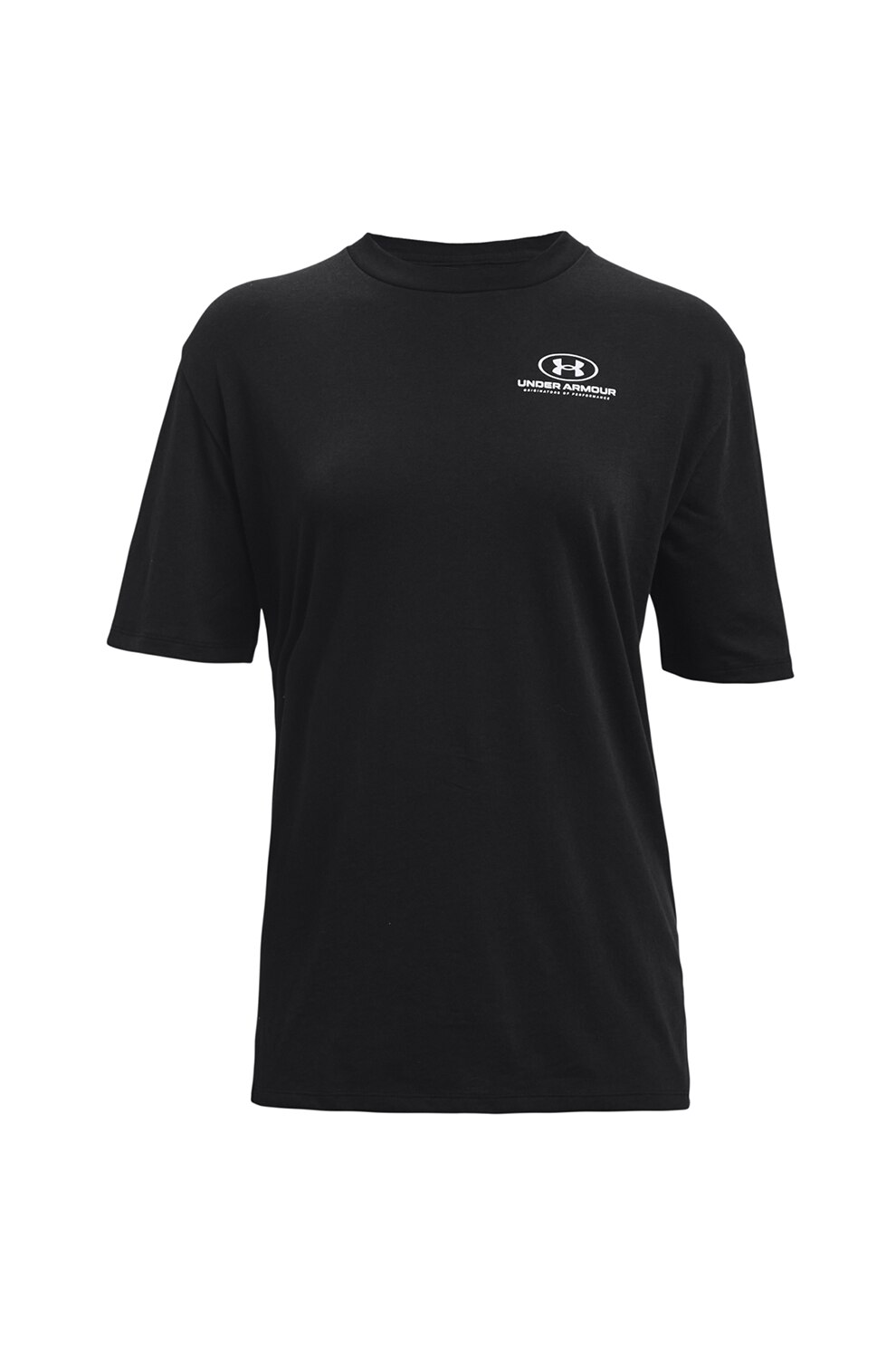 Under Armour, Tricou cu decolteu la baza gatului si imprimeu logo, pentru fitness, Negru
