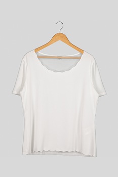 OVS, Tricou tricotat fin cu decolteu valurit, Alb OVS, Tricou tricotat fin cu decolteu valurit, Alb