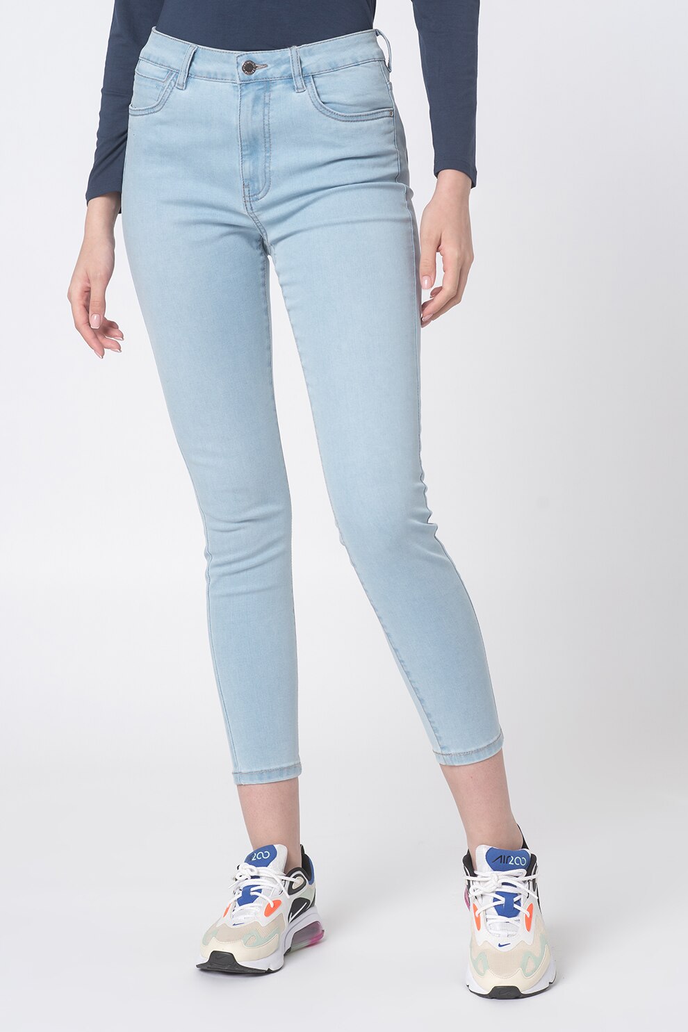 OVS, Blugi crop skinny, Albastru deschis, L