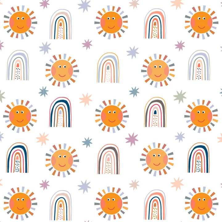 Autocolant Art Kids pentru mobilier, Soare si curcubeu, autoadeziv, latime 50 cm x lungime 50 cm