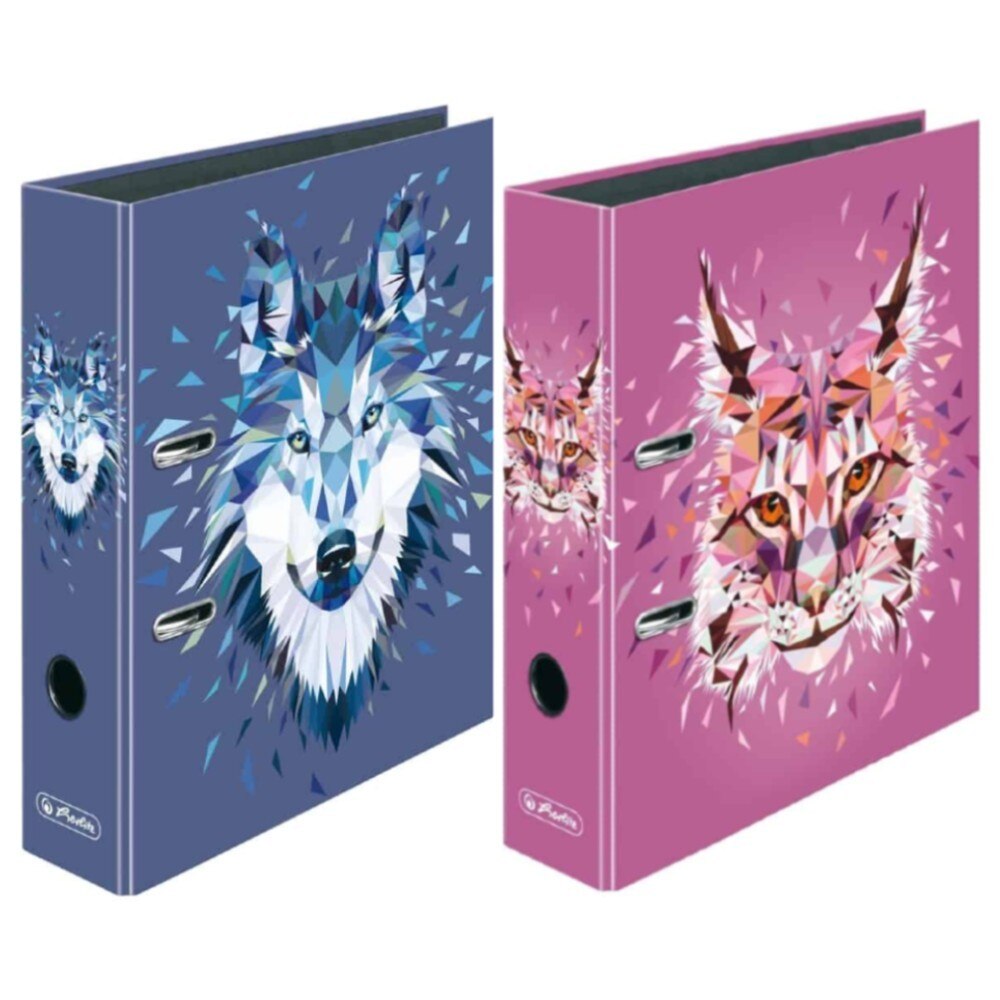 Set 2 bibliorafturi Herlitz plastifiat, 8 cm Wild Animals