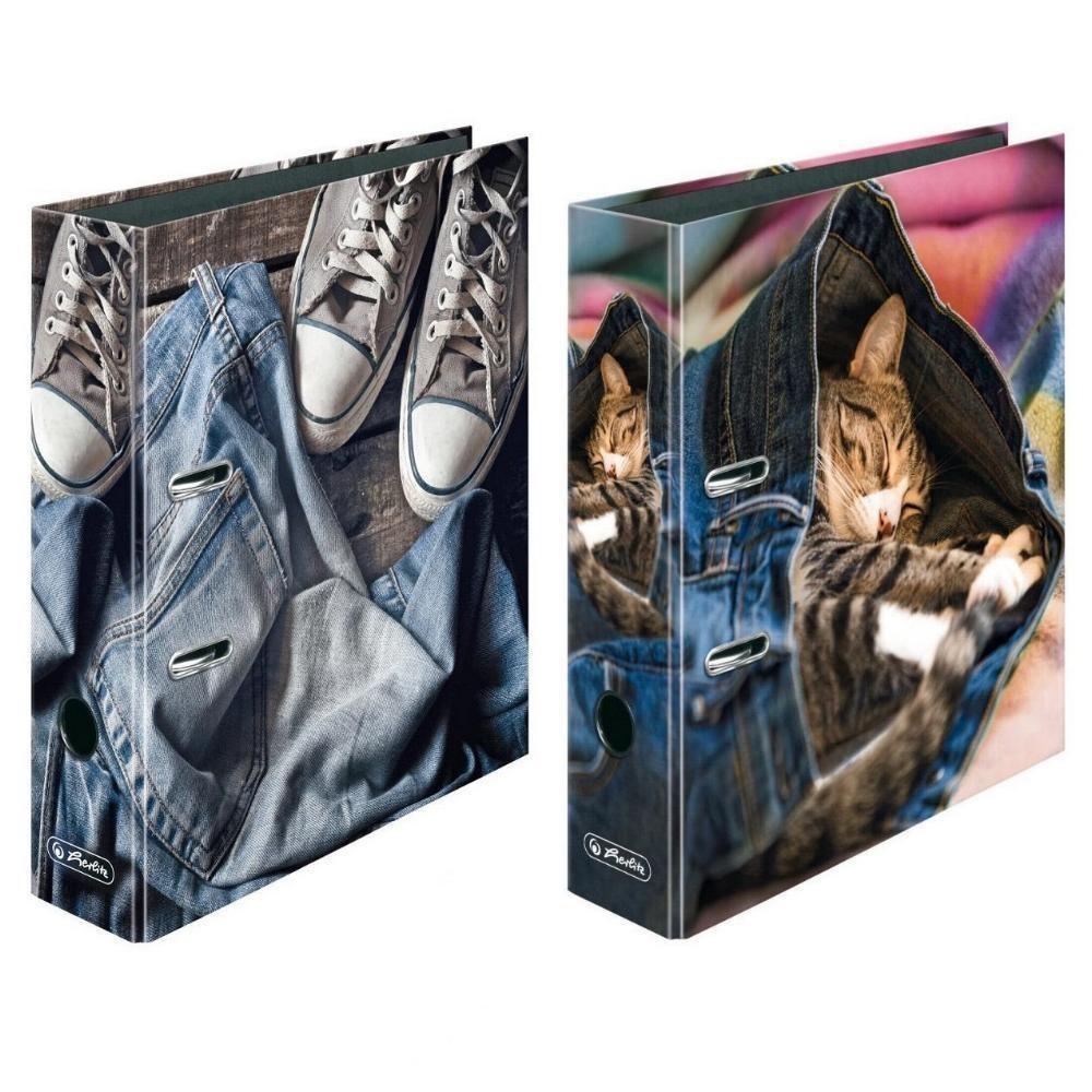 Set 2 bibliorafturi Herlitz plastifiat, 8 cm Jeans