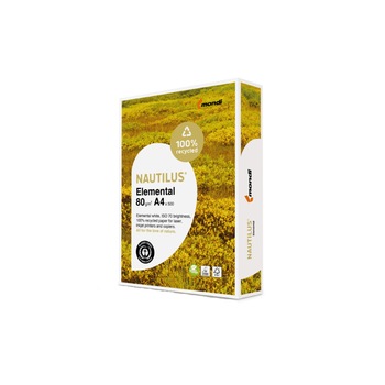 Hartie copiator, Nautilus Elemental, A4, 80gr/mp, 500 coli/top Hartie copiator, Nautilus Elemental, A4, 80gr/mp, 500 coli/top