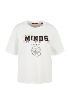 s.Oliver, Tricou de bumbac cu imprimeu, alb, negru, mov s.Oliver, Tricou de bumbac cu imprimeu, alb, negru, mov