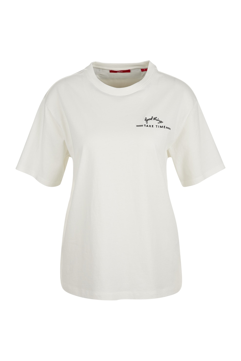 s.Oliver, Tricou cu detaliu text, Alb prafuit