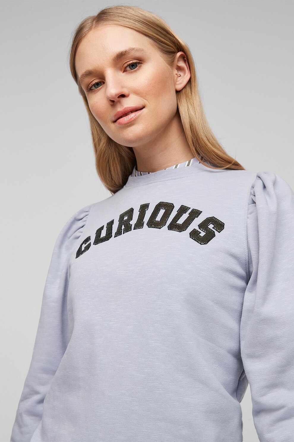 s.Oliver, Bluza sport cu maneci bufante, Albastru pastel