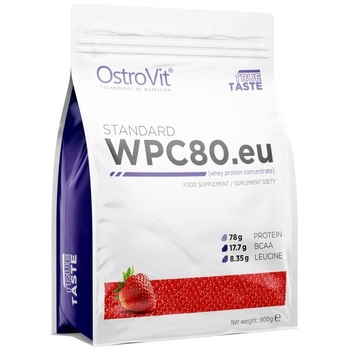 Supliment alimentar OstroVit Whey Protein Concentrate 80%, Fructe de padure 900 gr Supliment alimentar OstroVit Whey Protein Concentrate 80%, Fructe de padure 900 gr