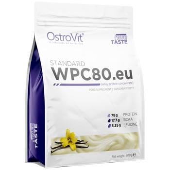 Supliment alimentar OstroVit Whey Protein Concentrate 80%, Vanilie, 900 gr Supliment alimentar OstroVit Whey Protein Concentrate 80%, Vanilie, 900 gr