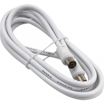 Cablu SBOX antena TV, RF2, coaxial, mama-tata, 75 Ohm, 2 metri, alb Cablu SBOX antena TV, RF2, coaxial, mama-tata, 75 Ohm, 2 metri, alb