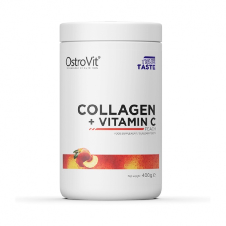 OstroVit Colagen Hidrolizat + Vitamina C, pulbere, piersici, 400 grame (Anti Riduri si dureri articulare)