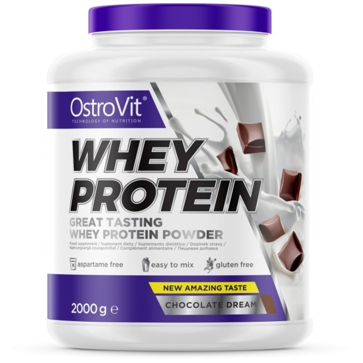 Supliment alimentar OstroVit Whey Protein, Ciocolata, 2000 gr