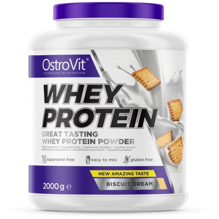 Supliment alimentar OstroVit Whey Protein, Tort de Biscuiti, 2000 gr