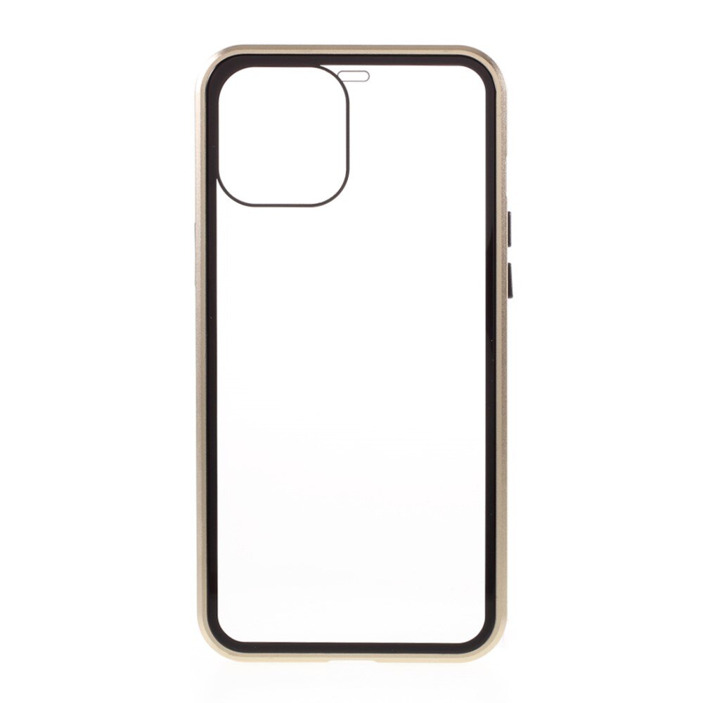 Husa pentru iPhone 12 Pro Max - Sticla Fata+Spate 360 grade, Cadru metalic cu magneti, aurie