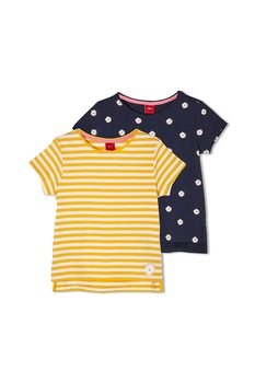 s.Oliver, Set 2 tricouri, fete, cu dungi si buline, Bleumarin/Alb, Oranj pal/Bleumarin/Alb s.Oliver, Set 2 tricouri, fete, cu dungi si buline, Bleumarin/Alb, Oranj pal/Bleumarin/Alb
