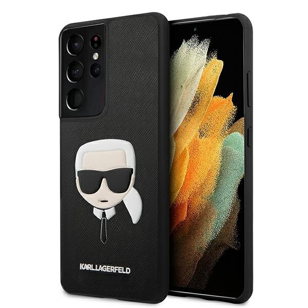 Husa compatibila cu Samsung Galaxy S21 Ultra Karl Lagerfeld Saffiano Ikonik Karl`s Head black