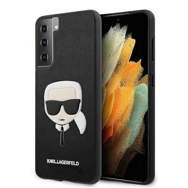 Husa compatibila cu Samsung Galaxy S21 Plus Karl Lagerfeld Saffiano Ikonik Karl`s Head black