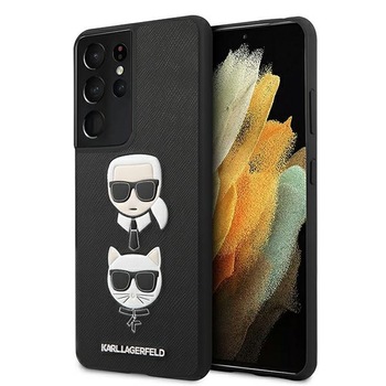Husa compatibila cu Samsung Galaxy S21 Karl Lagerfeld Saffiano Ikonik Karl&Choupette Head black Husa compatibila cu Samsung Galaxy S21 Karl Lagerfeld Saffiano Ikonik Karl&Choupette Head black