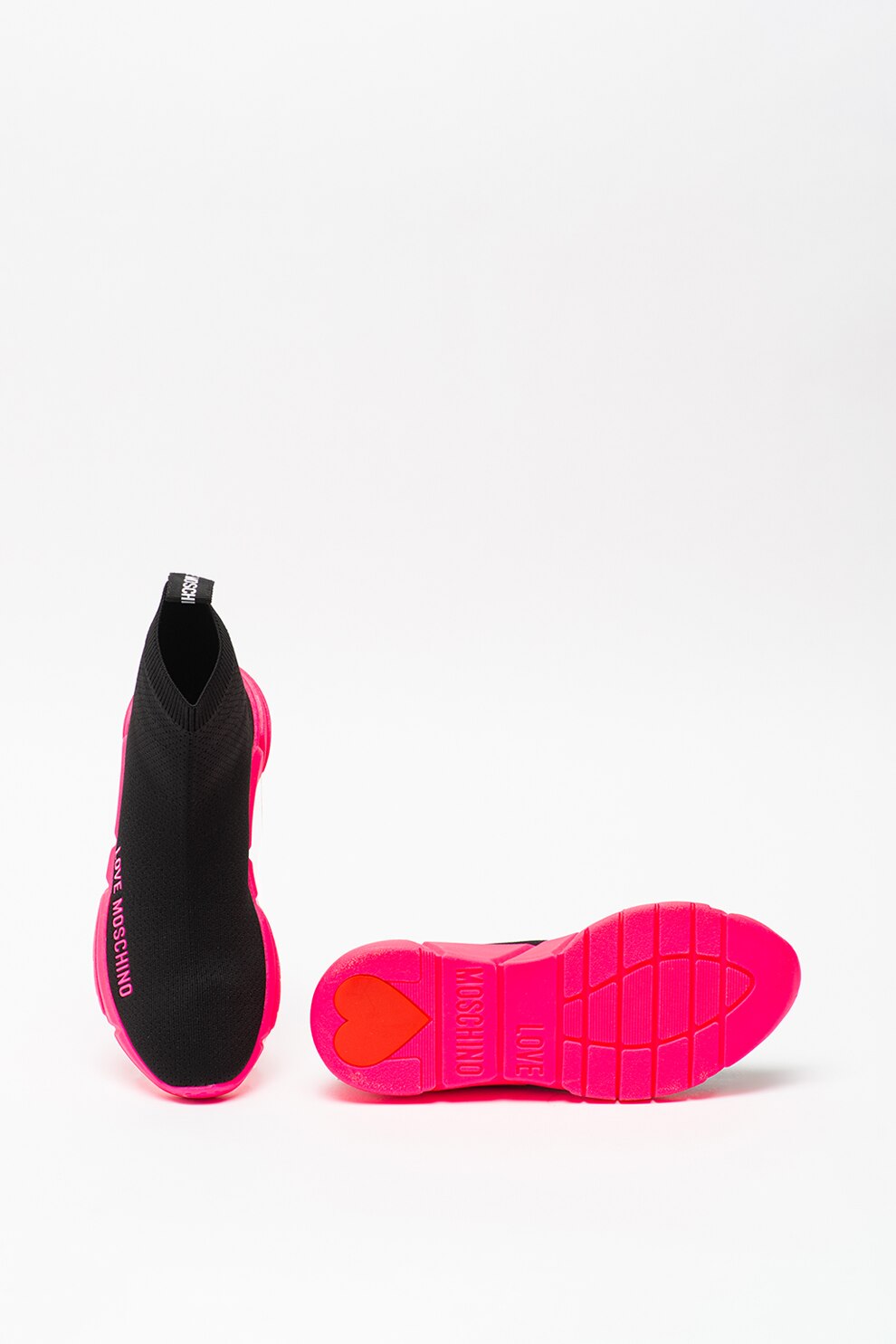 Love Moschino, Pantofi sport inalti cu terminatie tip soseta