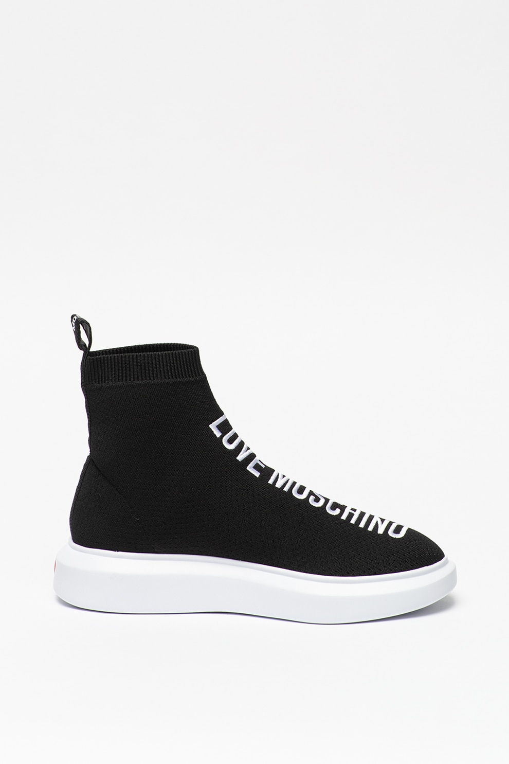 Love Moschino, Pantofi sport cu terminatie tip soseta si logo