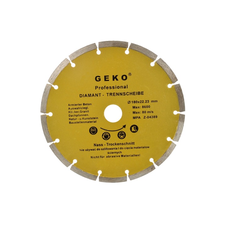 Szegmentált gyémánttárcsa 180x8x22mm, GEKO PROFESSIONAL G00252