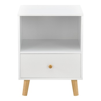 Noptiera Sundsvall W, en.casa, 54 x 40 x 30 cm, PAL/lemn/PVC, alb cu 1 sertar si compartiment depozitare Noptiera Sundsvall W, en.casa, 54 x 40 x 30 cm, PAL/lemn/PVC, alb cu 1 sertar si compartiment depozitare