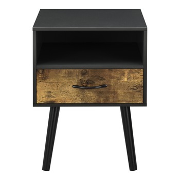 Noptiera Gavle SDH, en.casa, 57 x 42 x 40 cm, PAL/lemn PVC, negru/efect lemn nuanta inchisa, cu un sertar Noptiera Gavle SDH, en.casa, 57 x 42 x 40 cm, PAL/lemn PVC, negru/efect lemn nuanta inchisa, cu un sertar