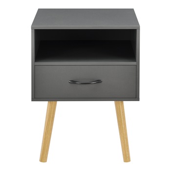 Noptiera Gavle DG, en.casa, 57 x 42 x 40 cm, PAL/lemn PVC, gri inchis, cu un sertar Noptiera Gavle DG, en.casa, 57 x 42 x 40 cm, PAL/lemn PVC, gri inchis, cu un sertar
