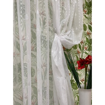 Perdea alba brodata cu picaturi de ploaie albe 400x245cm , cu rejansa by Liz Line - RD1754 Perdea alba brodata cu picaturi de ploaie albe 400x245cm , cu rejansa by Liz Line - RD1754