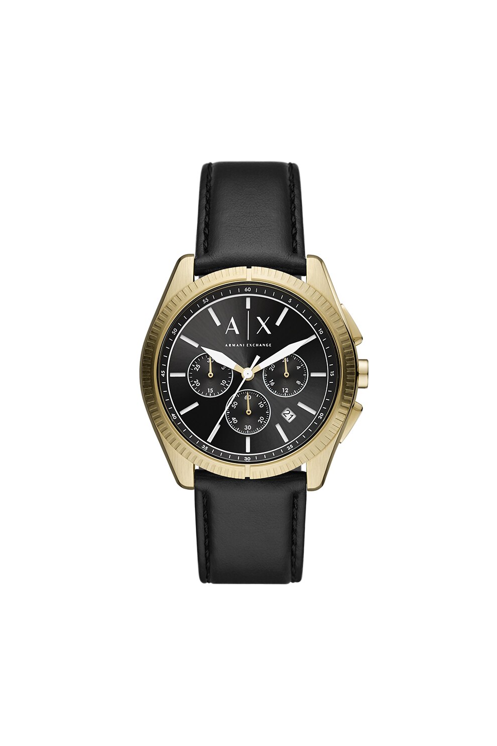 ARMANI EXCHANGE, Ceas cronograf cu o curea de piele, Negru/Auriu