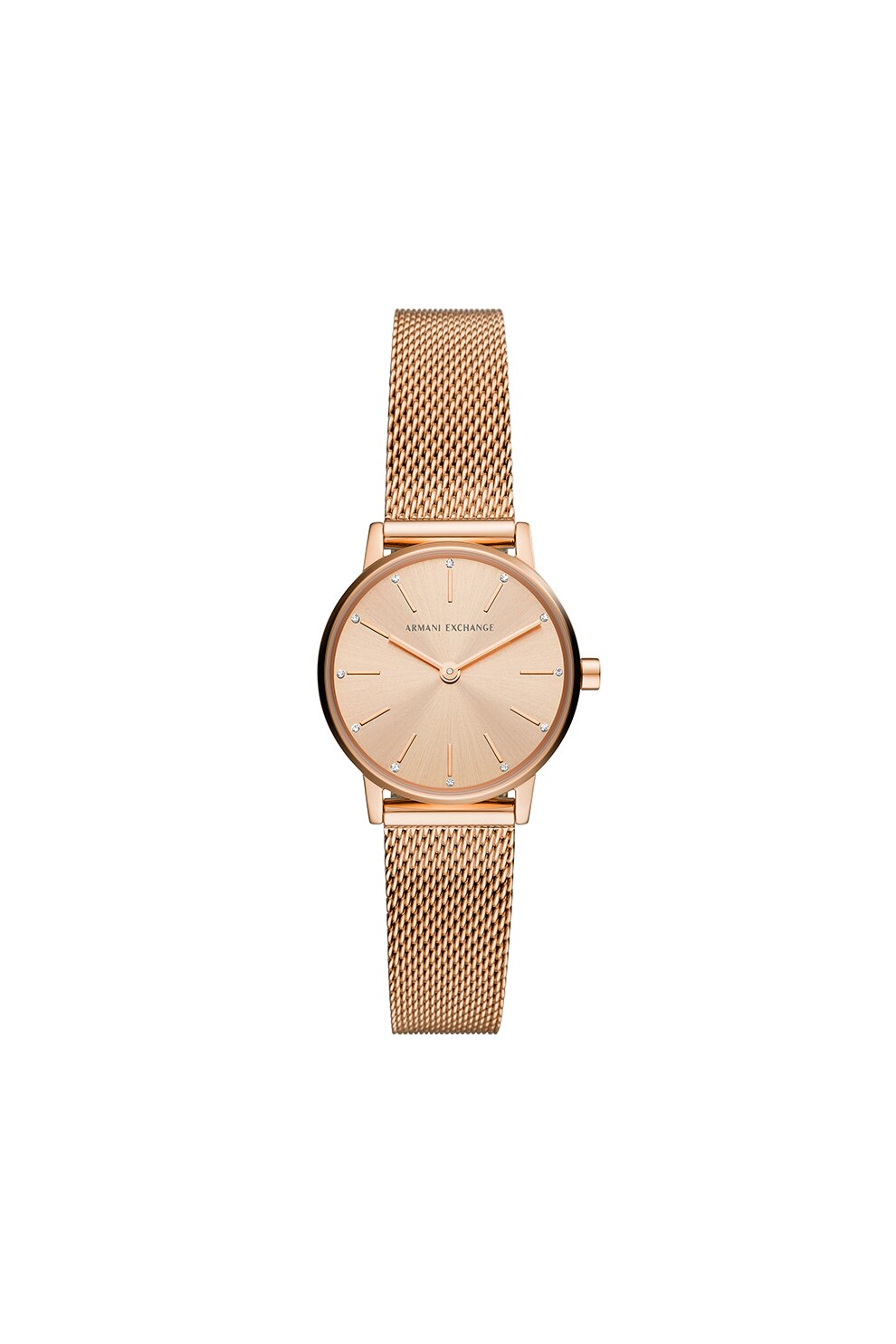 ARMANI EXCHANGE, Ceas din otel inoxidabil cu bratara cu model plasa, Auriu rose