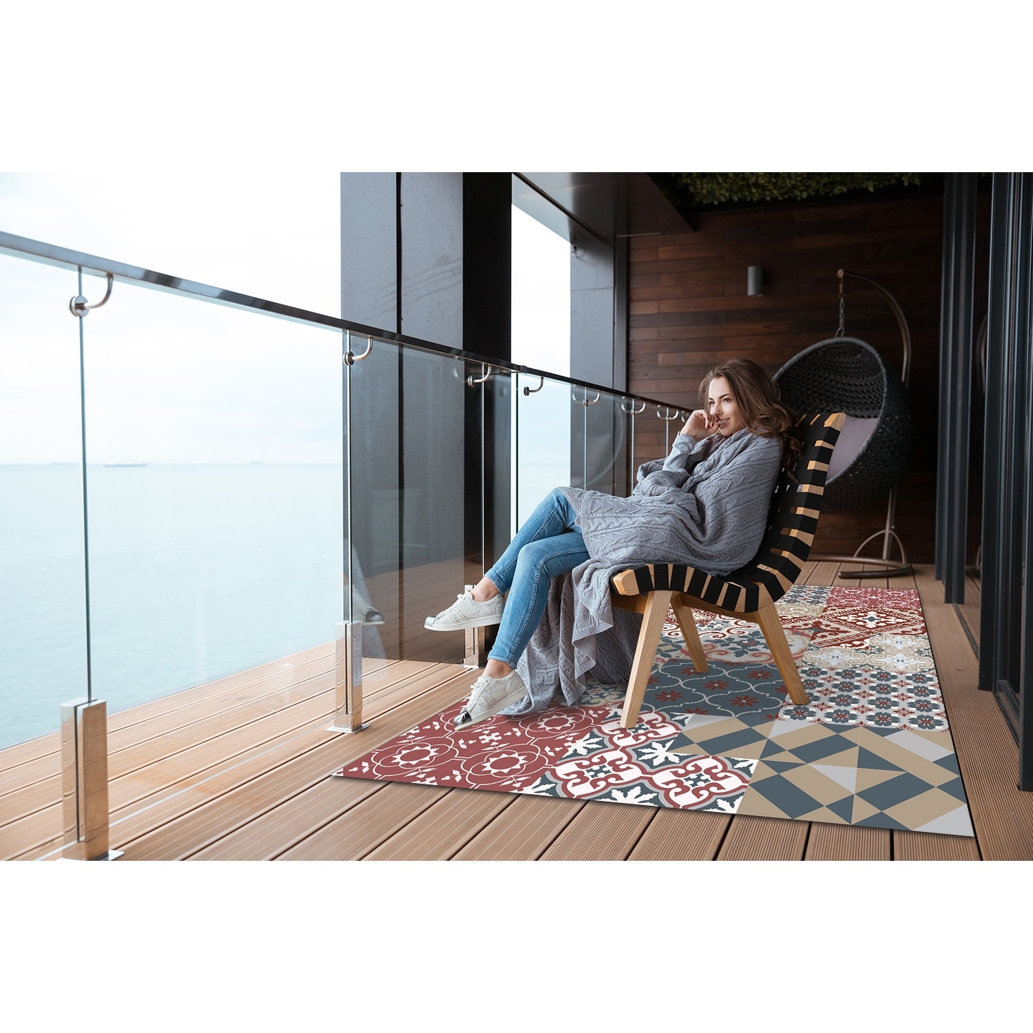 Image showcasing Covor de vinil pentru terasa, PVC, model o varietate de modele, 60x90cm ...